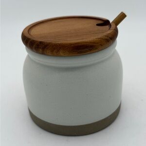 Hearth & Hand Honey Pot W/ Dipper Magnolia Wooden Top Farmhouse Cozy